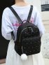 Studded Decor Backpack With Bag Charm