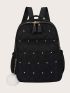 Studded Decor Backpack With Bag Charm