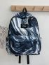 Letter Patch Tie Dye Pattern Backpack