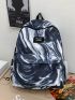 Letter Patch Tie Dye Pattern Backpack