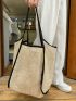 Contrast Trim Mesh Tote Bag