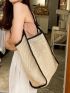 Contrast Trim Mesh Tote Bag