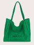 Letter Graphic Shoulder Tote Bag