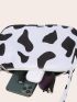 Mini Cow Print Chain Decor Baguette Bag