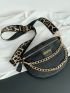 Crocodile Embossed Letter Graphic Chain Fanny Pack