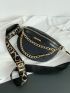 Crocodile Embossed Letter Graphic Chain Fanny Pack