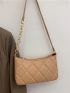 Minimalist Quilted Chain Baguette Bag