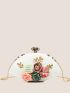 Flower & Faux Pearl Decor Chain Novelty Bag