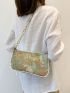 Painting Chain Shoulder Baguette Bag