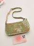 Painting Chain Shoulder Baguette Bag