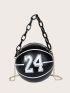 Mini Letter Graphic Ball Design Satchel Bag