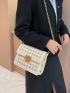 Houndstooth Pattern Flap Square Bag