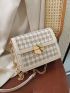 Houndstooth Pattern Flap Square Bag