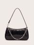 Croc Embossed Baguette Bag