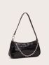 Croc Embossed Baguette Bag