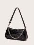 Croc Embossed Baguette Bag