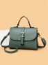 Croc Embossed Flap Square Bag