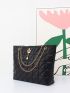 Metal Decor Quilted Chain Tote Bag