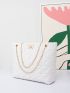 Minimalist Quilted Twist Lock Chain Shoulder Tote Bag