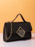 Mini Metal Decor Braided Design Chain Satchel Bag