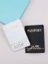 Metallic Letter Graphic Couple Passport Case