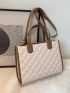 Quilted Embossed Trim Detail Tote Bag