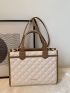 Quilted Embossed Trim Detail Tote Bag