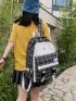 Buckle & Plaid Pattern Backpack