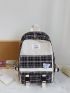 Buckle & Plaid Pattern Backpack