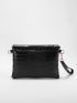 Studded Decor Croc Embossed Flap Wristlet Bag