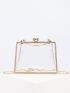 Clear Rhinestone Decor Chain Clutch Bag