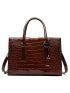 Crocodile Embossed Top Handle Bag