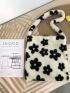 Fuzzy Floral Pattern Shoulder Tote Bag