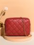 Mini Quilted Embossed Zip Chain Bag