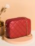 Mini Quilted Embossed Zip Chain Bag