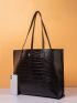 Croc Embossed Shoulder Tote Bag