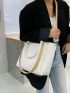 Letter Embossed Top Handle Tote Bag