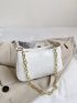 Mini Croc Embossed Chain Baguette Bag