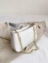 Mini Croc Embossed Chain Baguette Bag