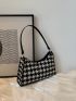 Two Tone Houndstooth Baguette Bag