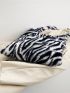 Fuzzy Zebra Stripe Print Square Bag