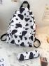 Cow Print Backpack With Pencil Case