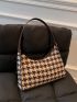 Houndstooth Pattern Baguette Bag