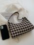 Houndstooth Pattern Baguette Bag