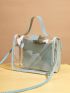 Mini Clear Buckle Decor Flap Satchel Bag