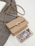 Mini Faux Pearl Decor Quilted Crossbody Bag