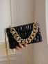 Zip Design Chain Flap Bag