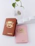 2pcs Couple Metallic Letter Graphic Passport Case