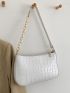 Croc Embossed Chain Baguette Bag