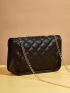 Quilted Embossed Flap Chain Bag